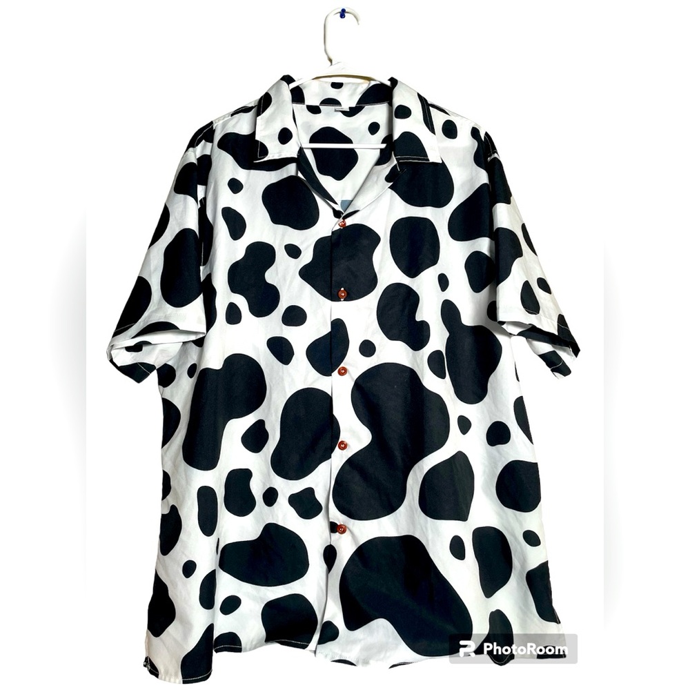 Cow Print Drop Shoulder Shirt